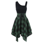 Euphoria Asymmetric Plaid Mini Dress