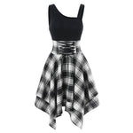 Euphoria Asymmetric Plaid Mini Dress