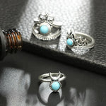 Aqua Silver Knuckle Ring