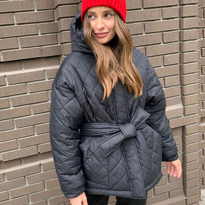 Casual Loose Arygle Women's Hooded Parkas