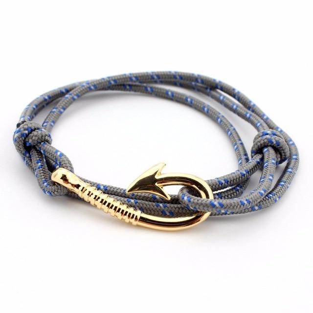 High Tide Light Grey Patterned Hook Bracelet (Gold)